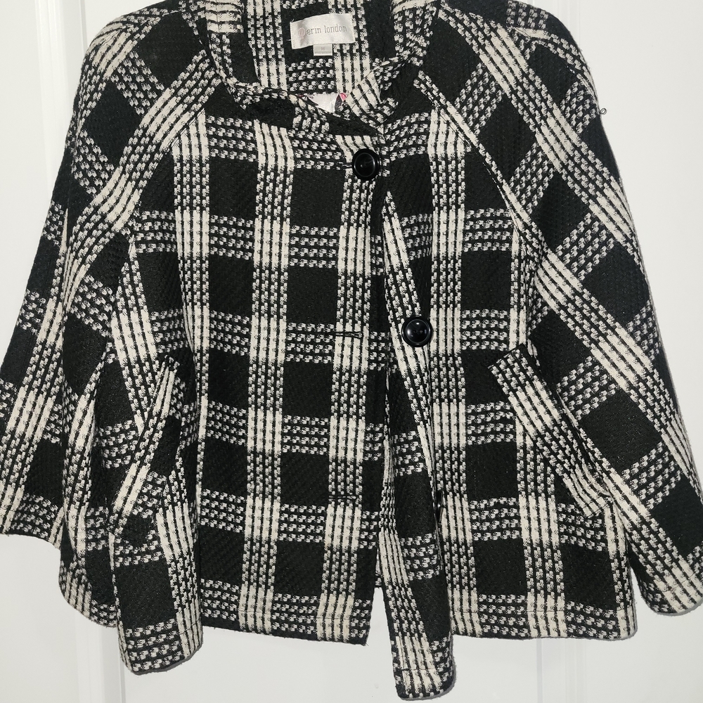 Merin London Black and White Plaid Blazer